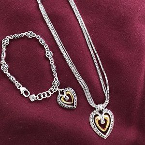 "Ellington" Floating Heart Necklace and Matching Bracelet